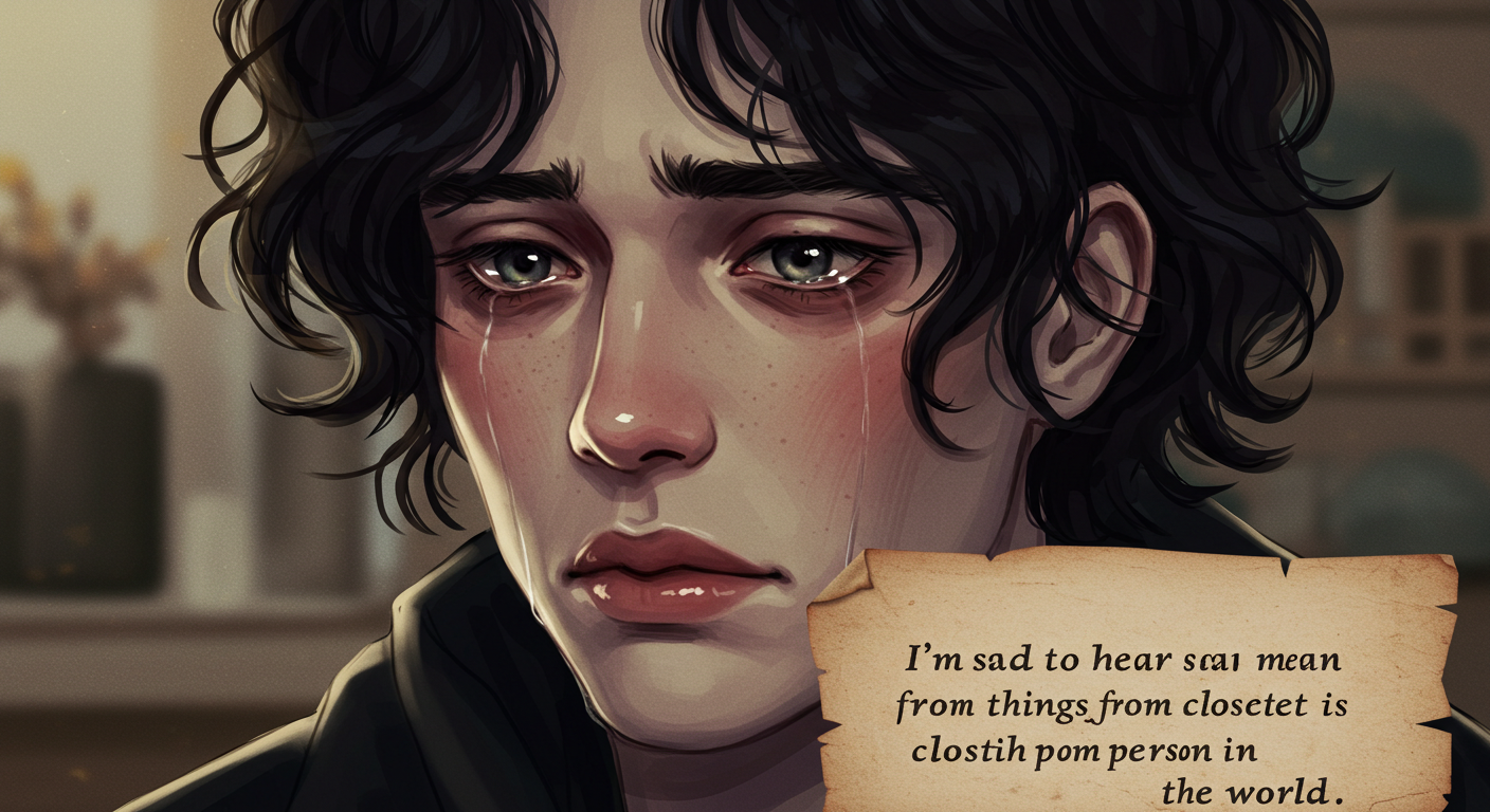 가장 사랑하는 사람에게 심한 말을 듣고 슬퍼하는 나.