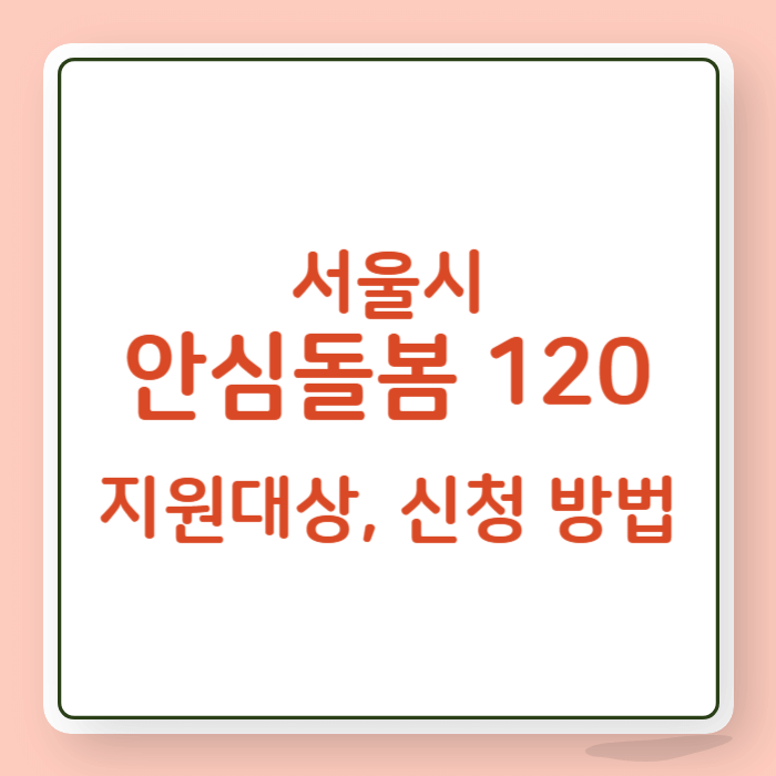 서울시 안심돌봄 120 지원 대상 및 신청 방법