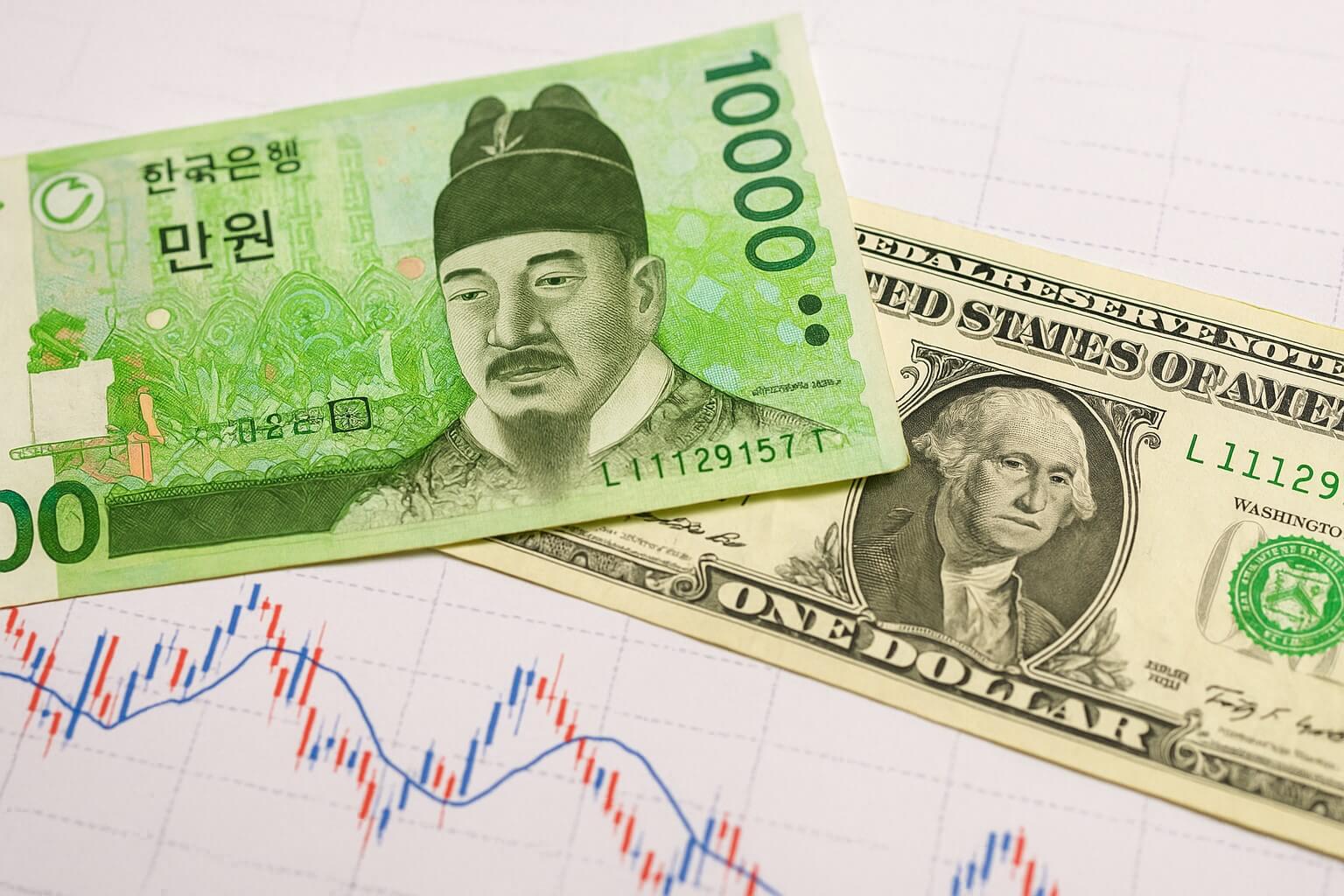 한국 경제와 원달러 환율 영향 - 수출입 기업과 환율 변화에 따른 경제적 파급 효과를 설명하는 이미지