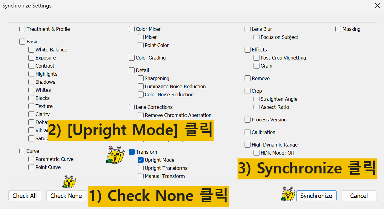 Sync Settings 설정