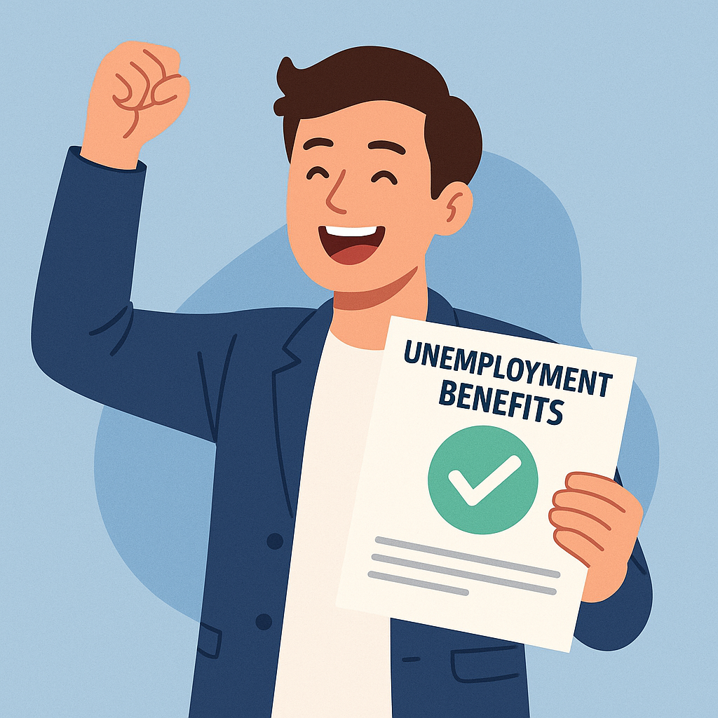실업급여를 받고 기뻐하는 구직자 이미지