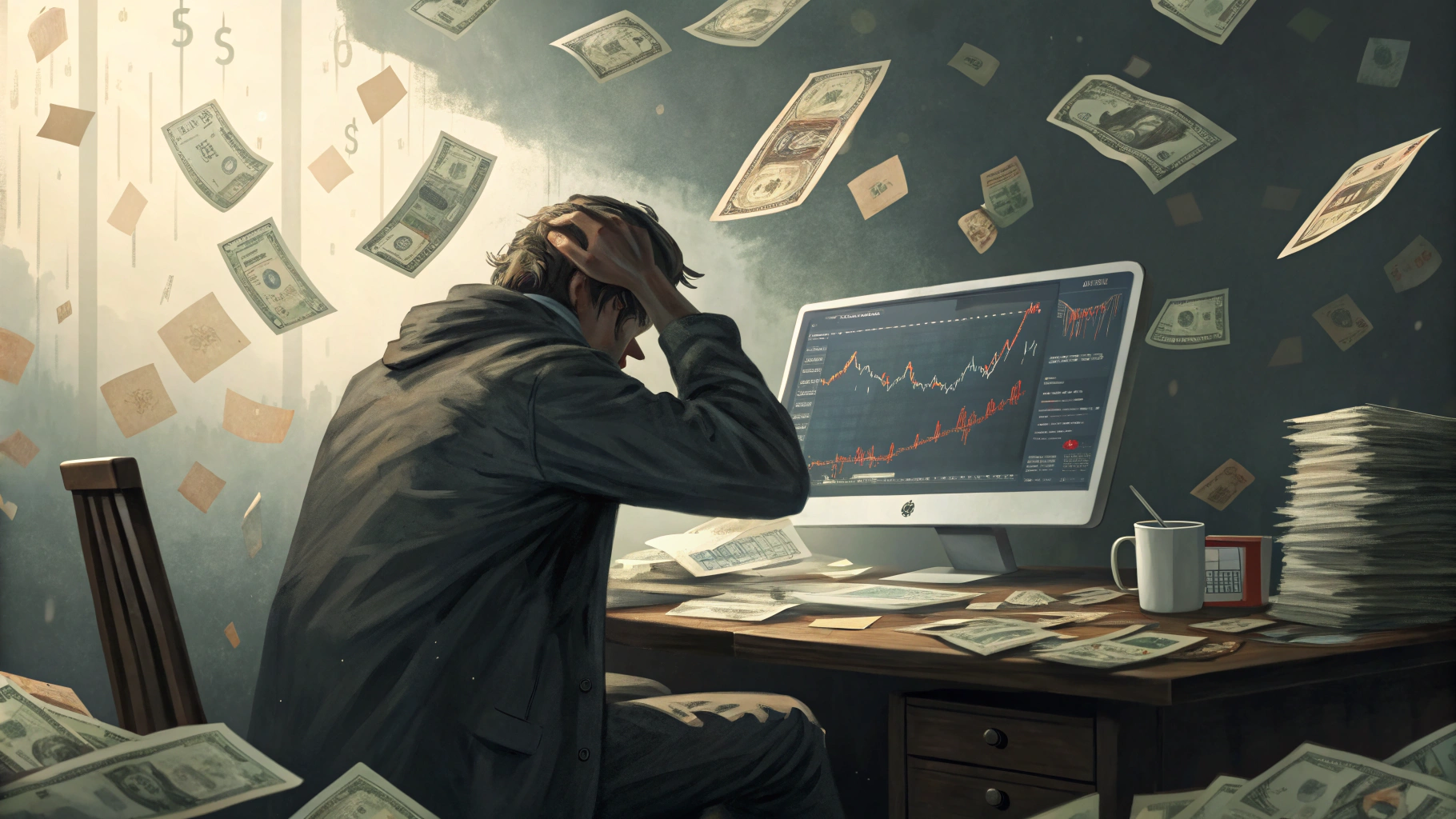 재테크에 실패하는 이유를 표현한 일러스트 이미지