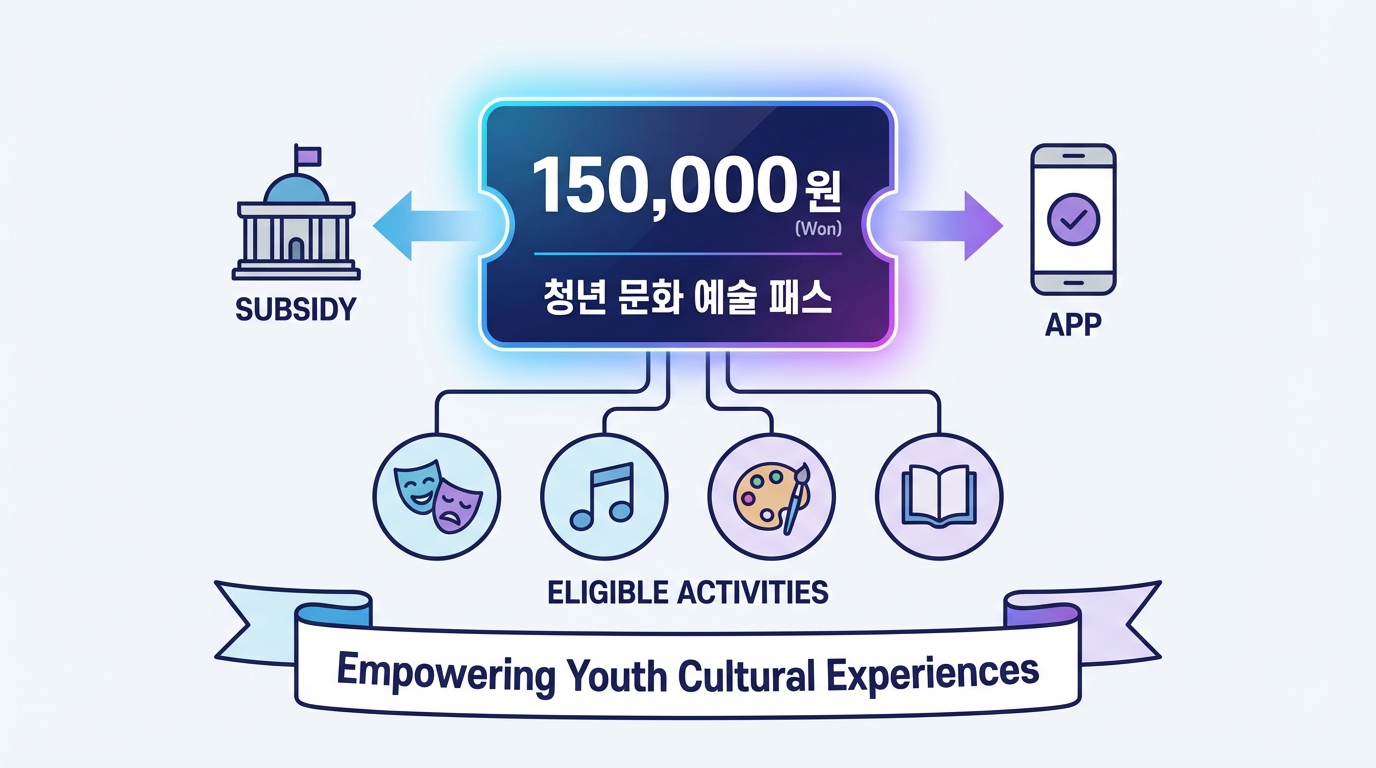 청년문화예술패스 지원금 15만 원을 상징하는 인포그래픽