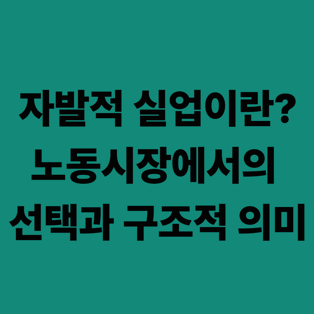 자발적 실업이란? 노동시장에서의 선택과 구조적 의미