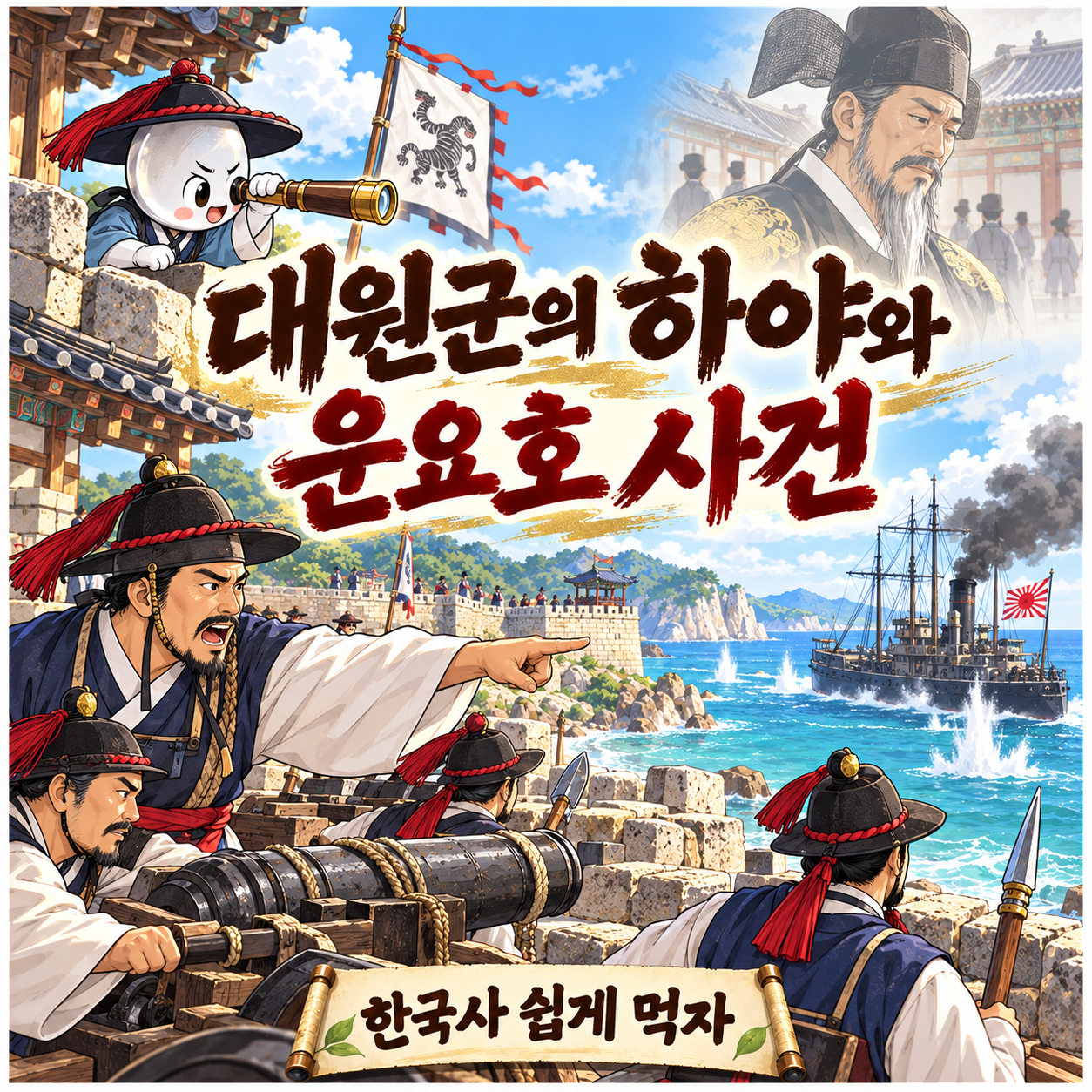 대원군의 하야와 운요호 사건을 표현한 대표 썸네일