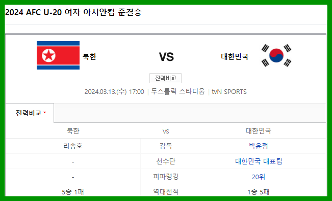 한국 북한 상대 전적