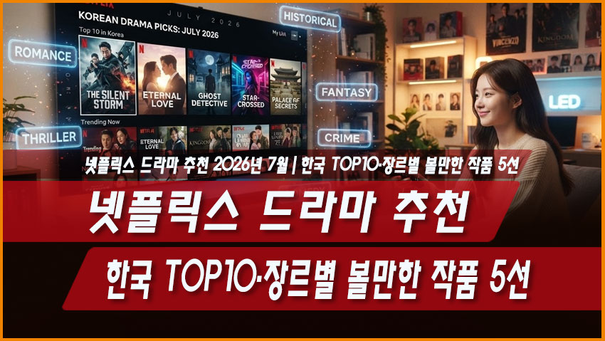 넷플릭스 드라마 추천 2026년 7월|한국 TOP10·장르별 볼만한 작품 5선