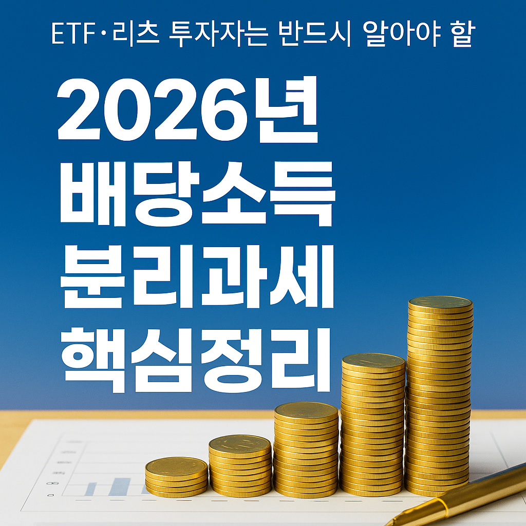 2026년부터 달라지는 배당소득 분리과세 총정리ETF&middot;리츠 투자자는 반드시 알아야 할 핵심 포인트
