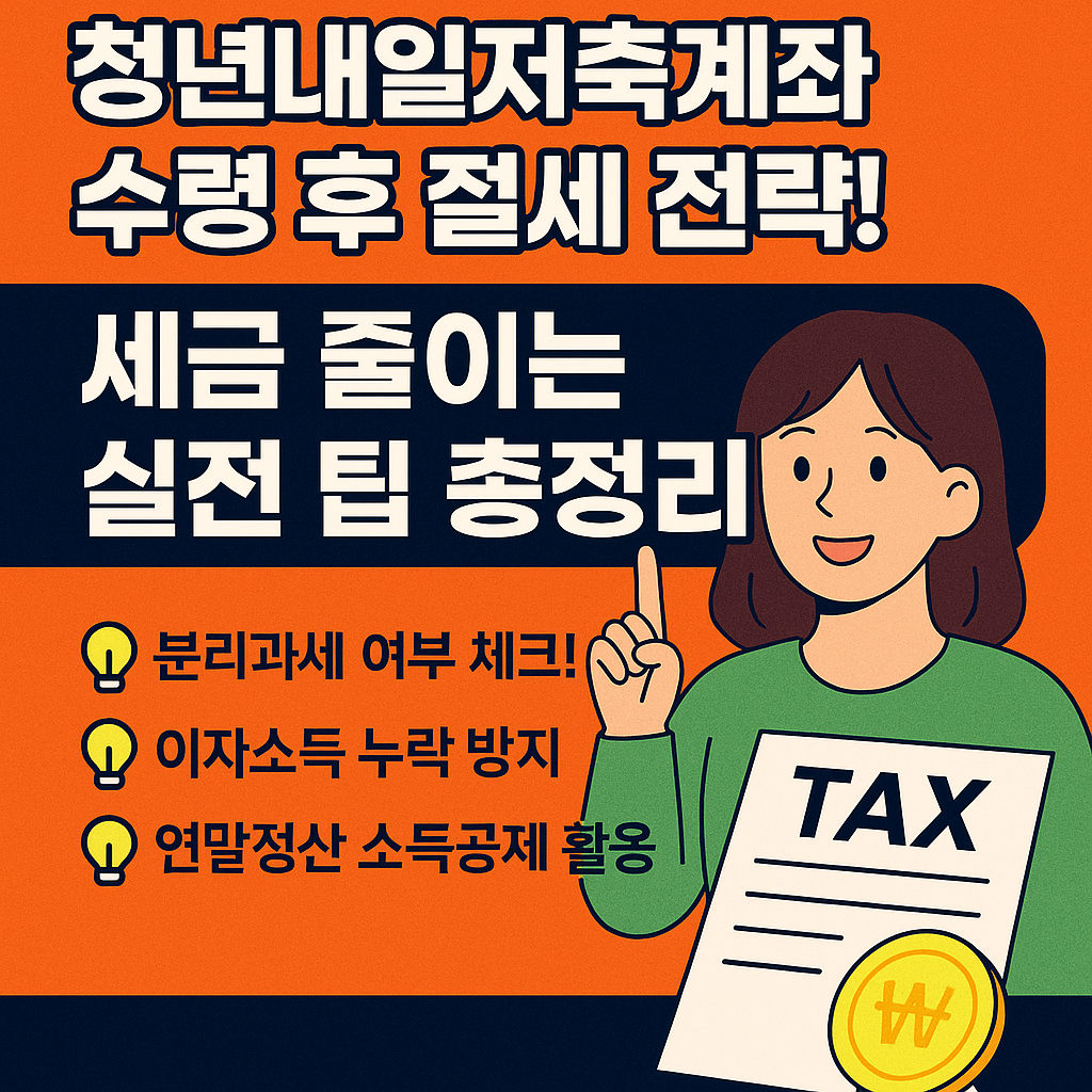 청년내일저축계좌 수령 후 절세 전략! 세금 줄이는 실전 팁 총정리