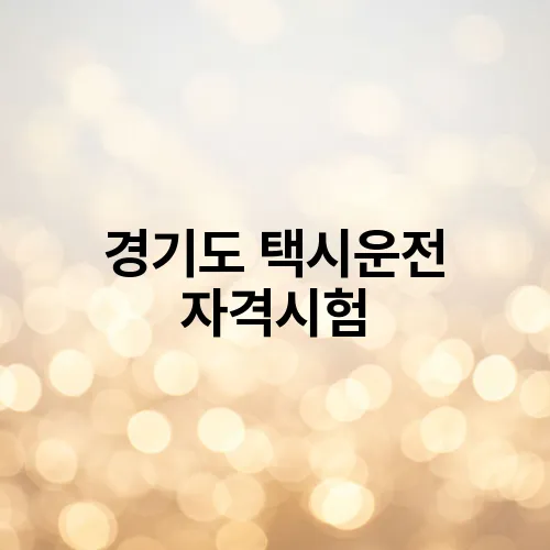 경기도 택시운전 자격시험