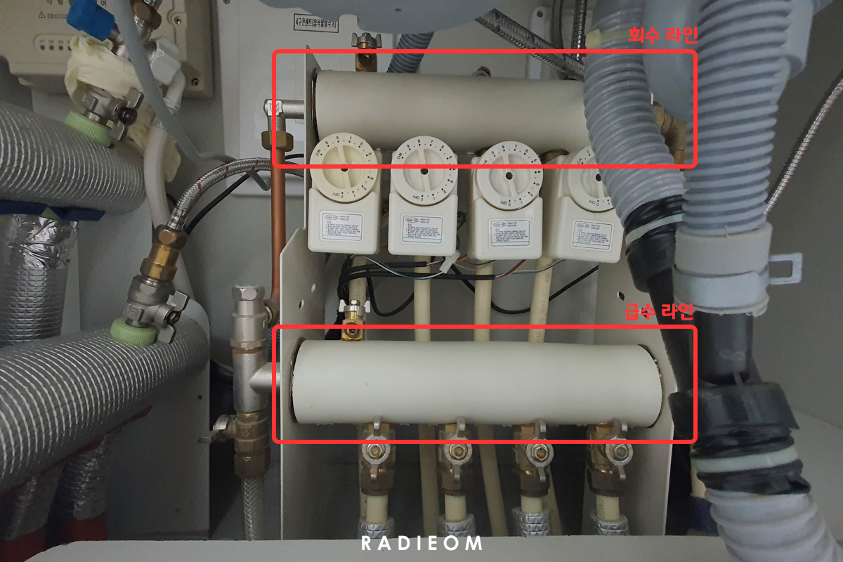 보일러 분배기 급수라인 회수라인