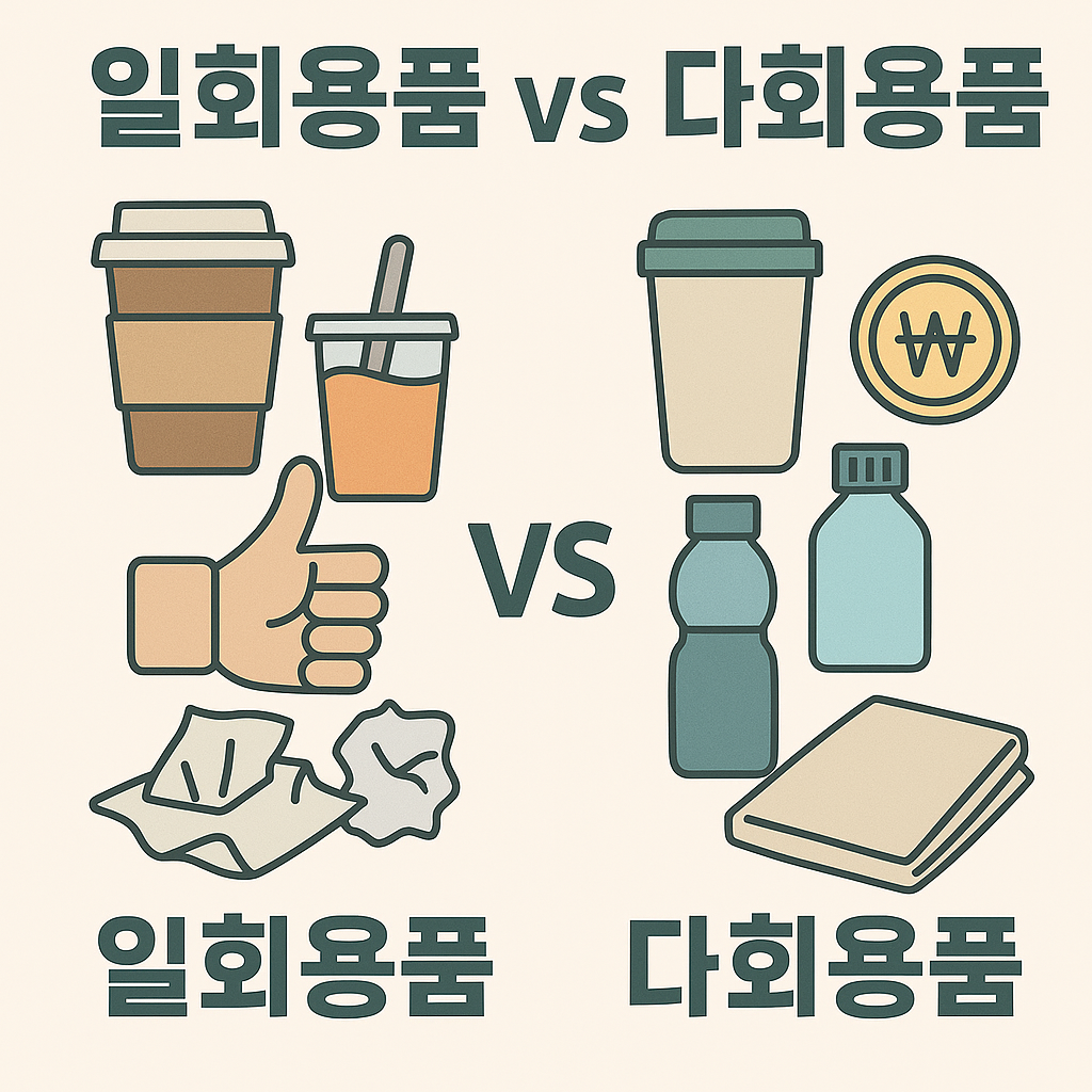 일회용과 다회용 생활제품 비교