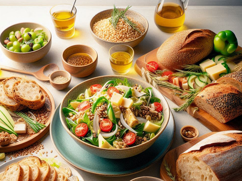 파로곡물 셀러드와 빵