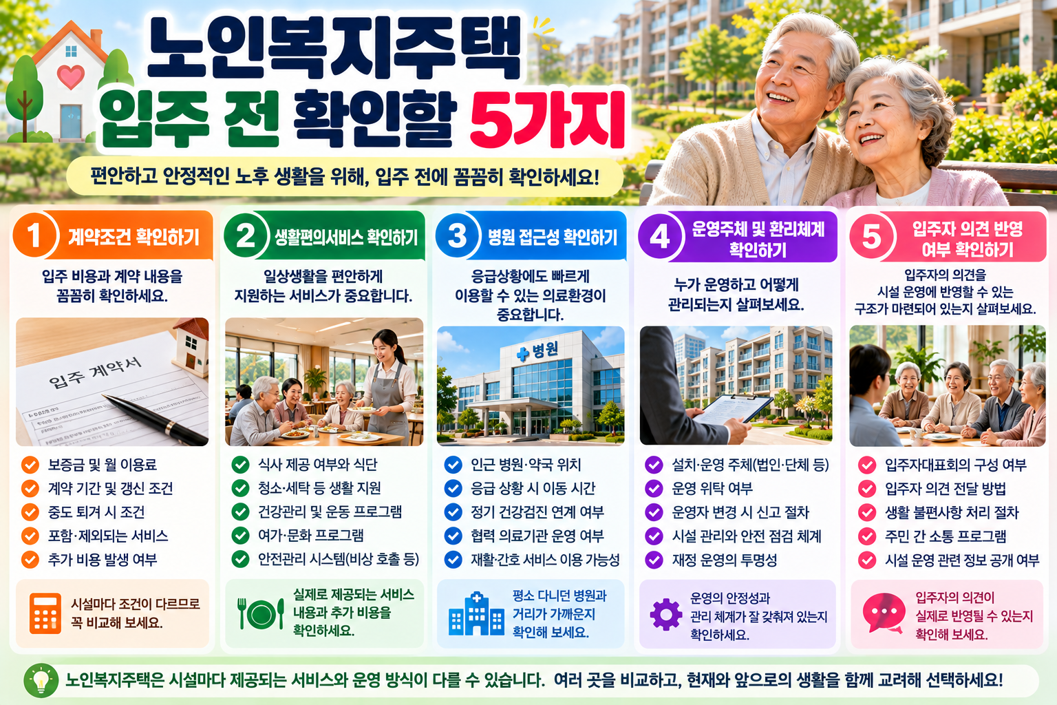 노인복지주택 입주 전 확인할 5가지