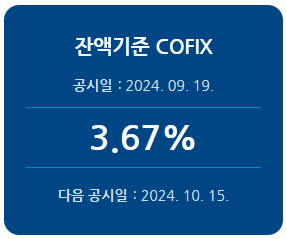 2024년 9월 잔액기준 코픽스 기준금리