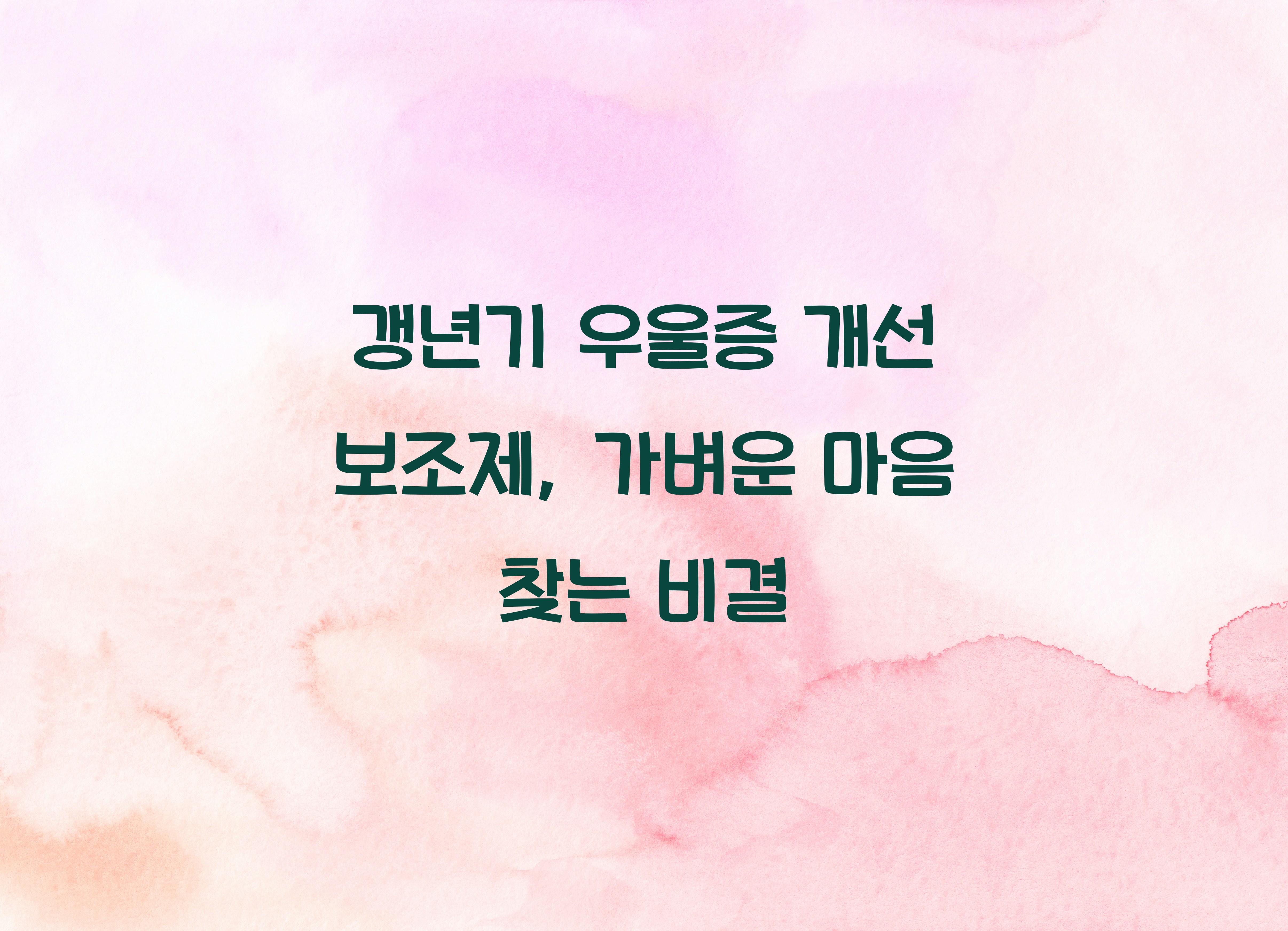 갱년기 우울증 개선 보조제