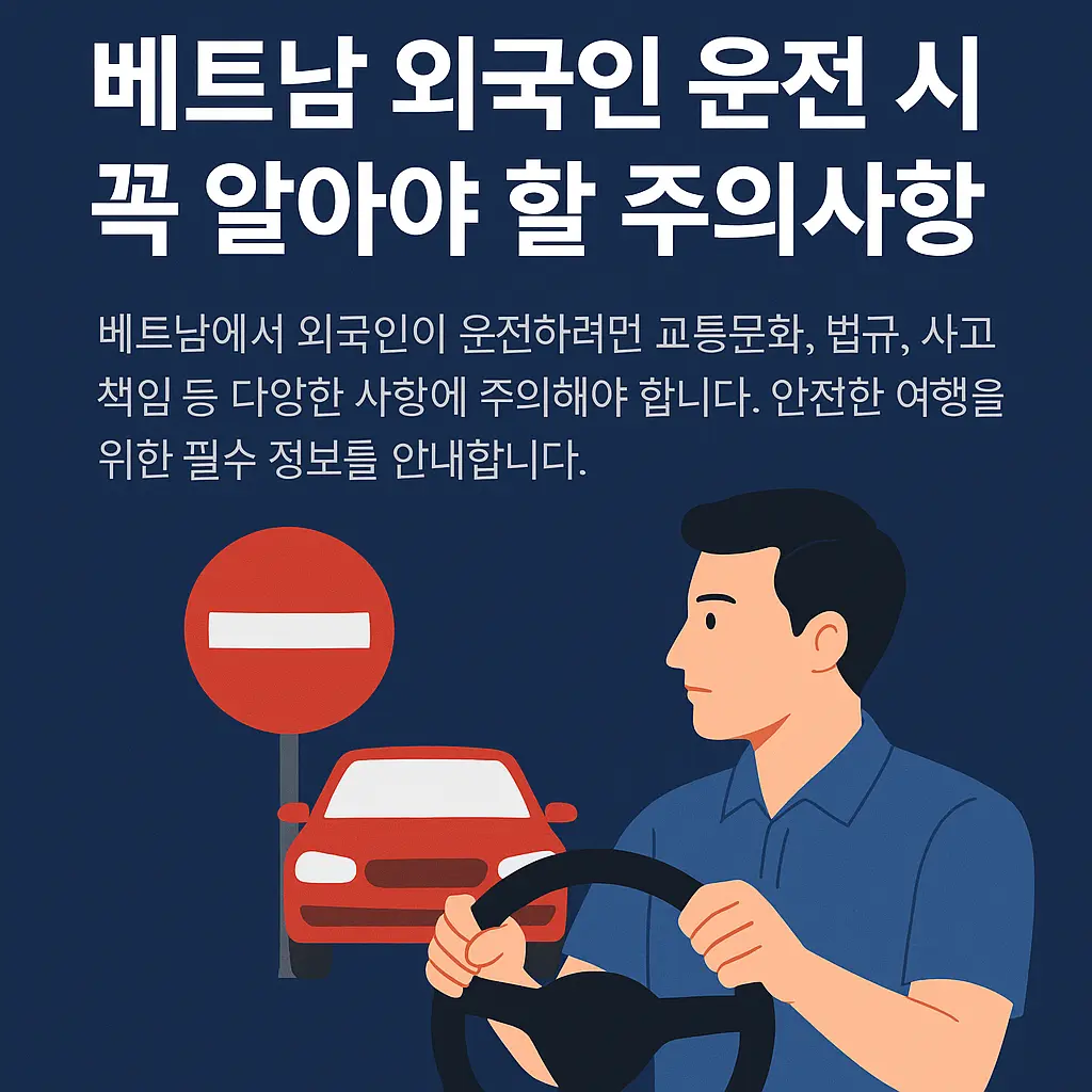 베트남에서 외국인이 알아야 할 주의 사항을 안내하겠다는 포스터