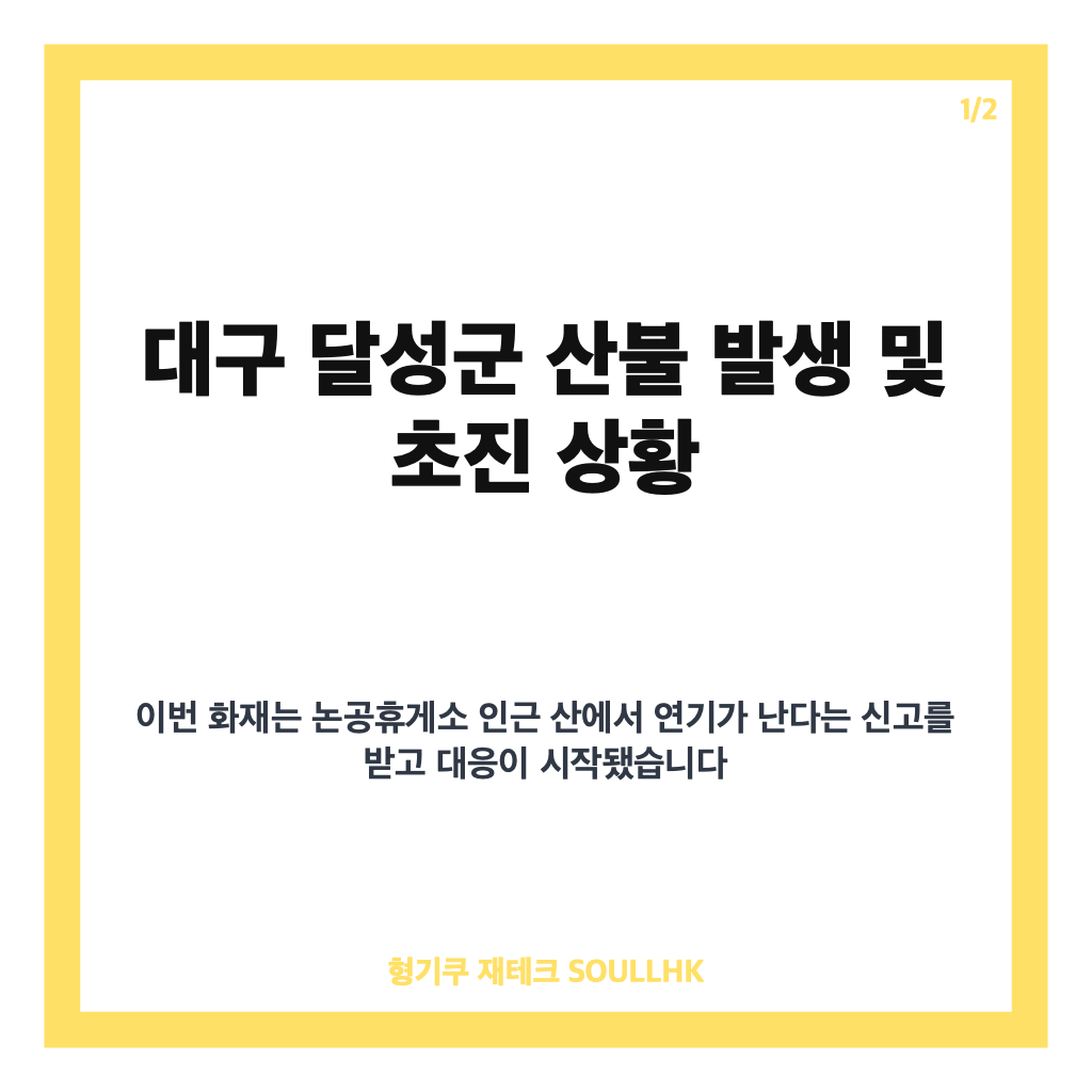 대구 달성군 산불, 논공읍 야산 화재 45분 만에 초진된 상황 카드뉴스 1