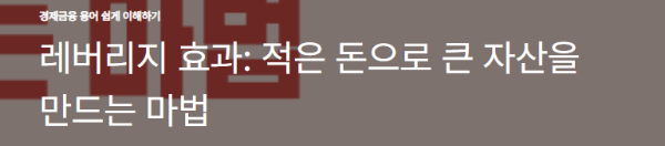 레버리지 효과: 적은 돈으로 큰 자산을 만드는 마법