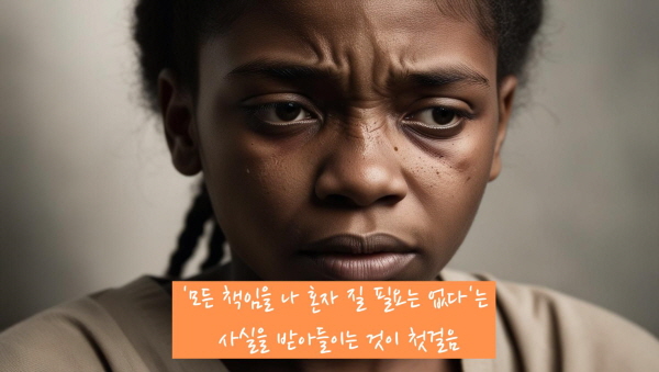 모든 책임을 나 혼자 질 필요는 없다는 사실을 받아들이는 것이 첫걸음입니다에 관한 그림