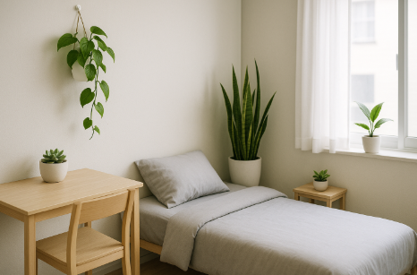 좁은 원룸에서 식물 배치 사진