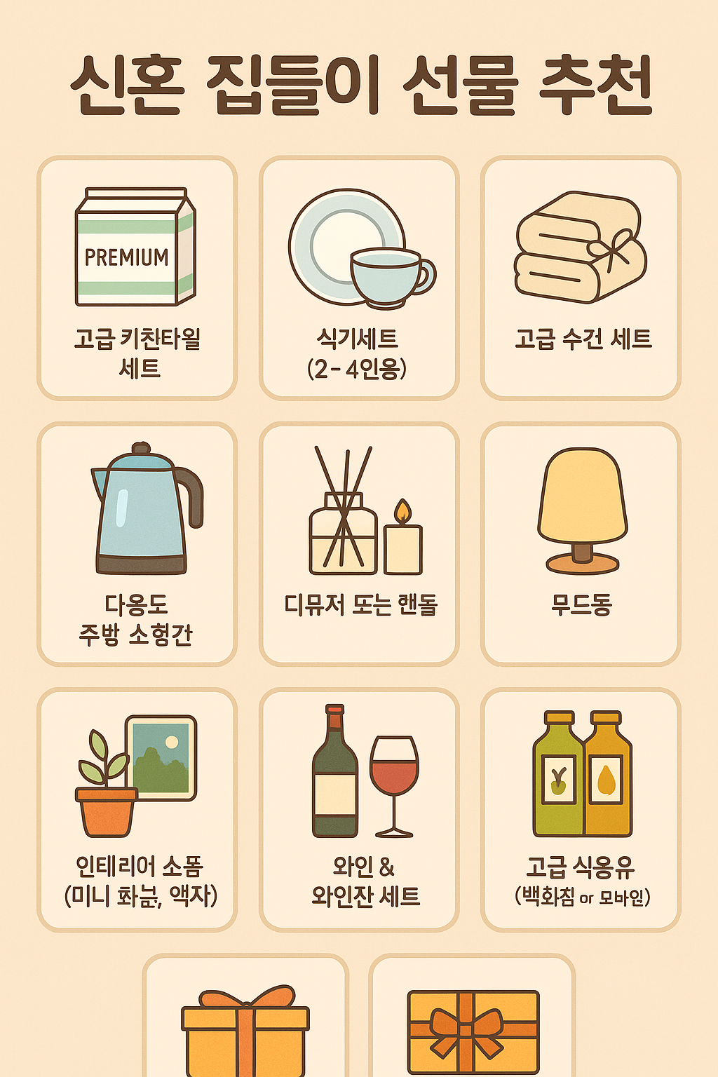 신혼 집들이 선물 추천 리스트