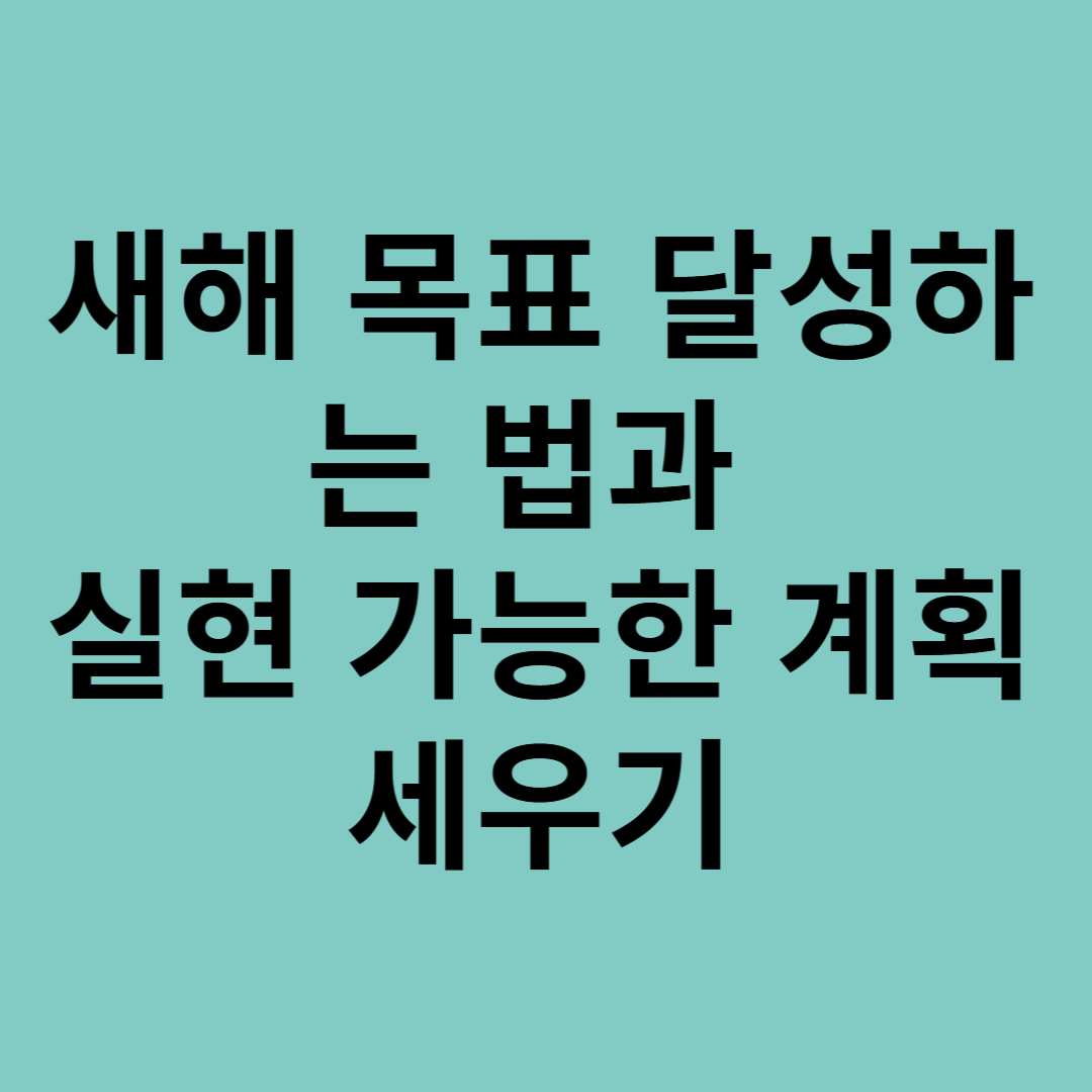 새해 목표 달성하는 법과 실현 가능한 계획 세우기