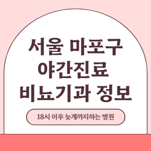 서울 마포구 야간진료 비뇨기과 병원 (18시 이후 늦게까지하는 병원)