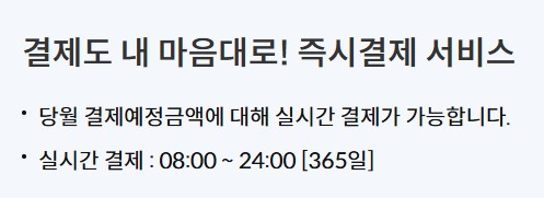 신한카드 즉시결제서비스 이용기간