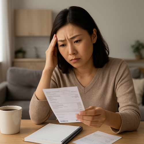 고정지출을 확인하는 주부
