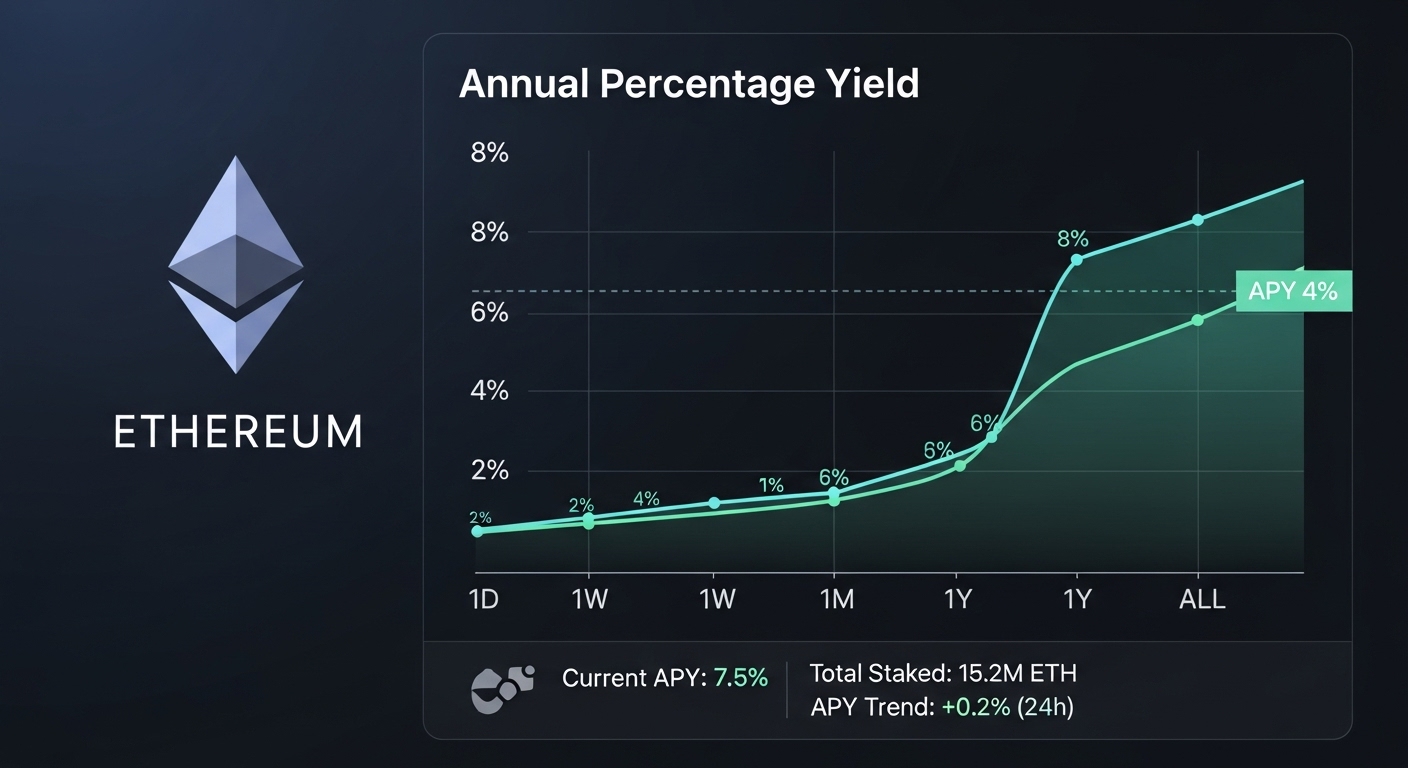이더리움 로고와 전통적인 금리/수익률 차트가 함께 표시된 화면