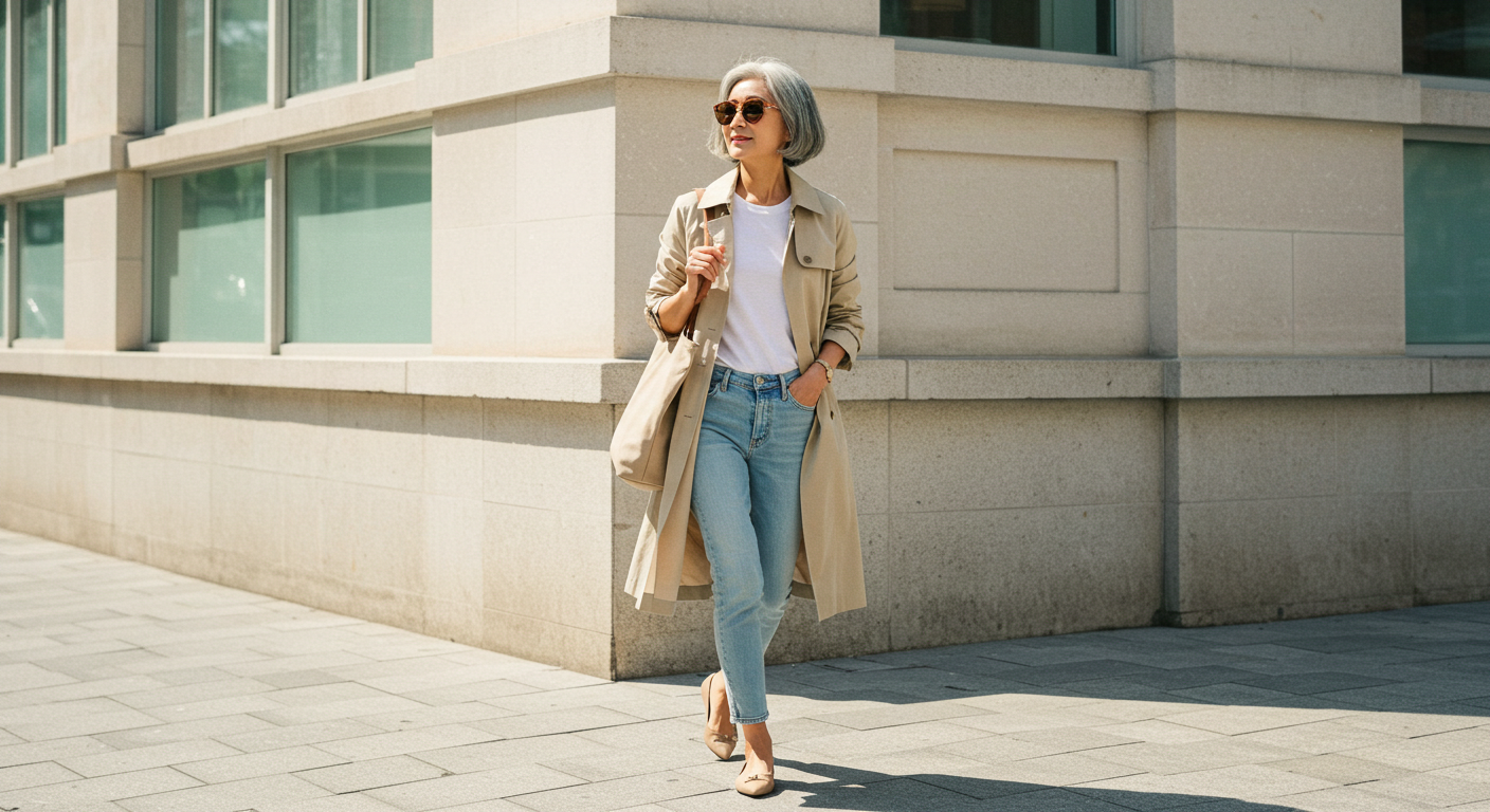 중년여성 패션 캐주얼룩