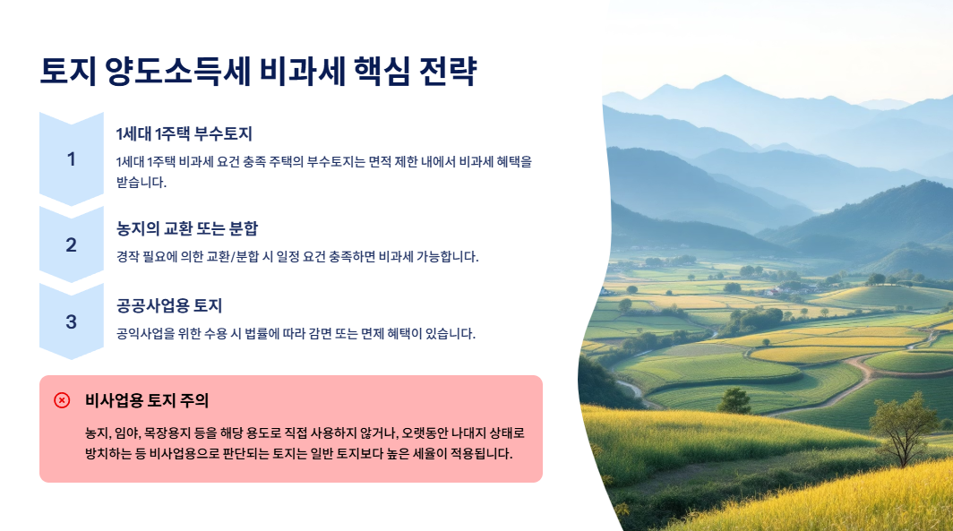 토지 양도소득세 비과세 핵심 전략