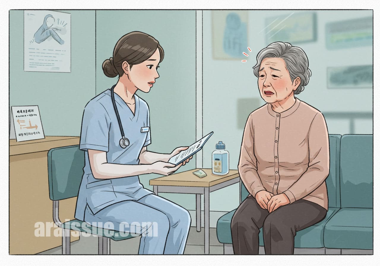 폐렴 예방접종 후 48시간 이내 증상이 지속되어 병원에 재방문하는 65세 이상 한국 여성