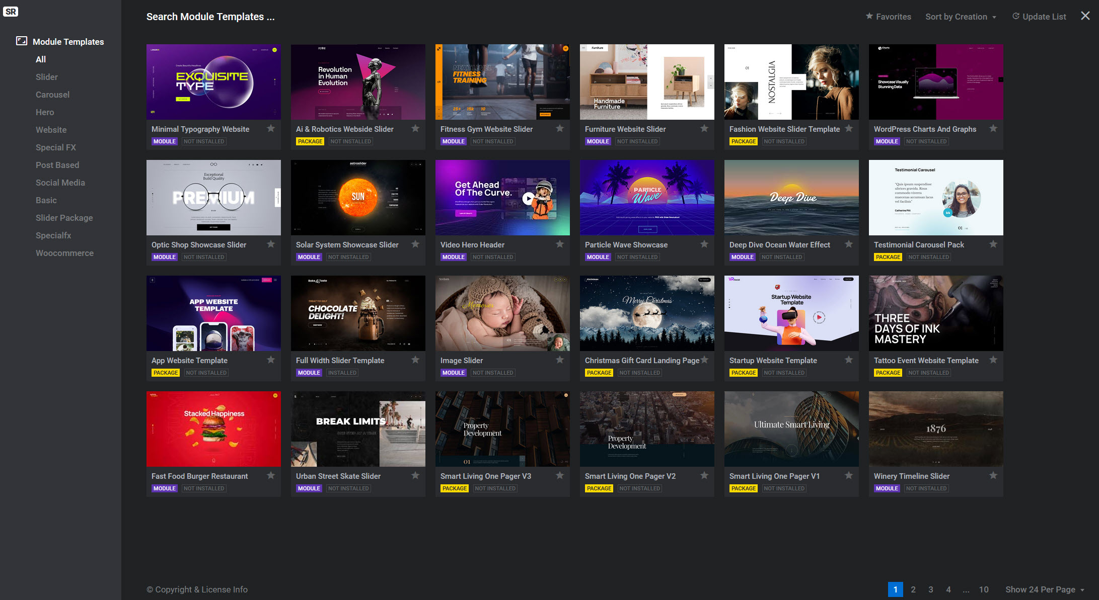 워드프레스 슬라이더 레볼루션(Slider Revolution) 템플릿 - 현재 이용 가능한 슬라이더 템플릿