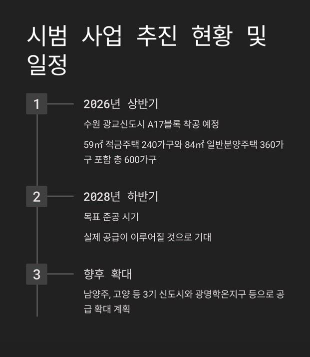 시범 사업 추진 현황 및 일정