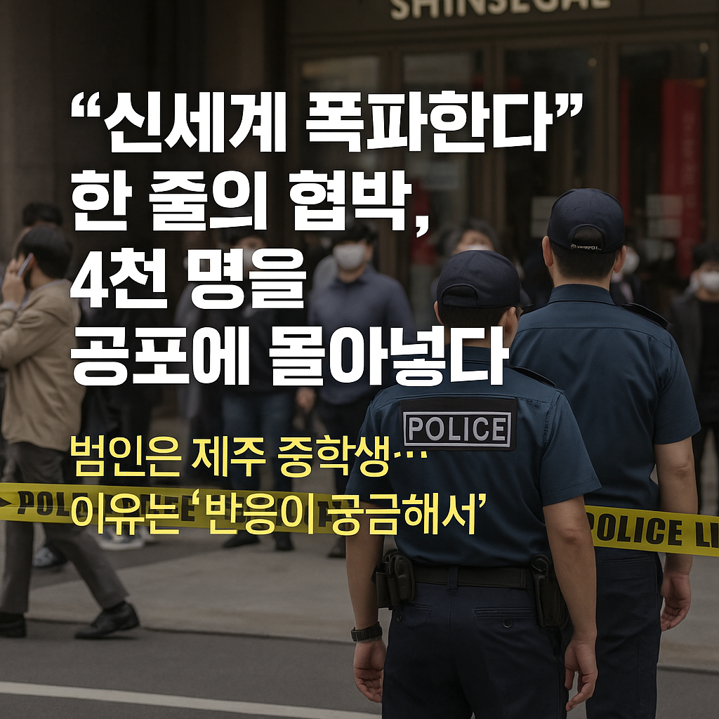 신세계 폭파한다 한줄에 협박