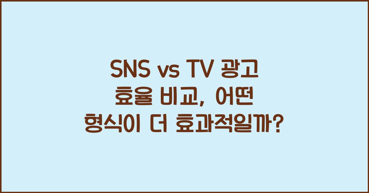 SNS vs TV 광고 효율 비교