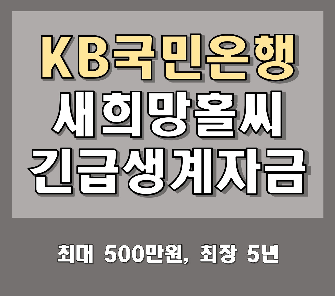KB국민은행 새희망홀씨 긴급생계자금