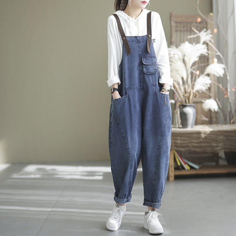 데님오버롤 데님 청 작업복 귀여운 멜빵바지