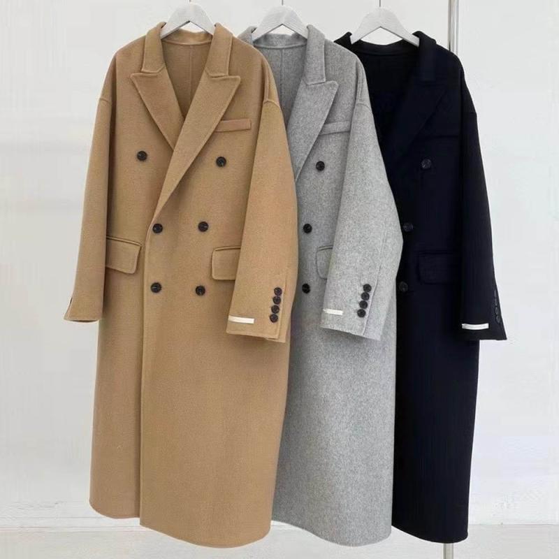 루어스룸 퓨턴 울100 캐시미어 더블버튼 핸드메이드 롱 코트