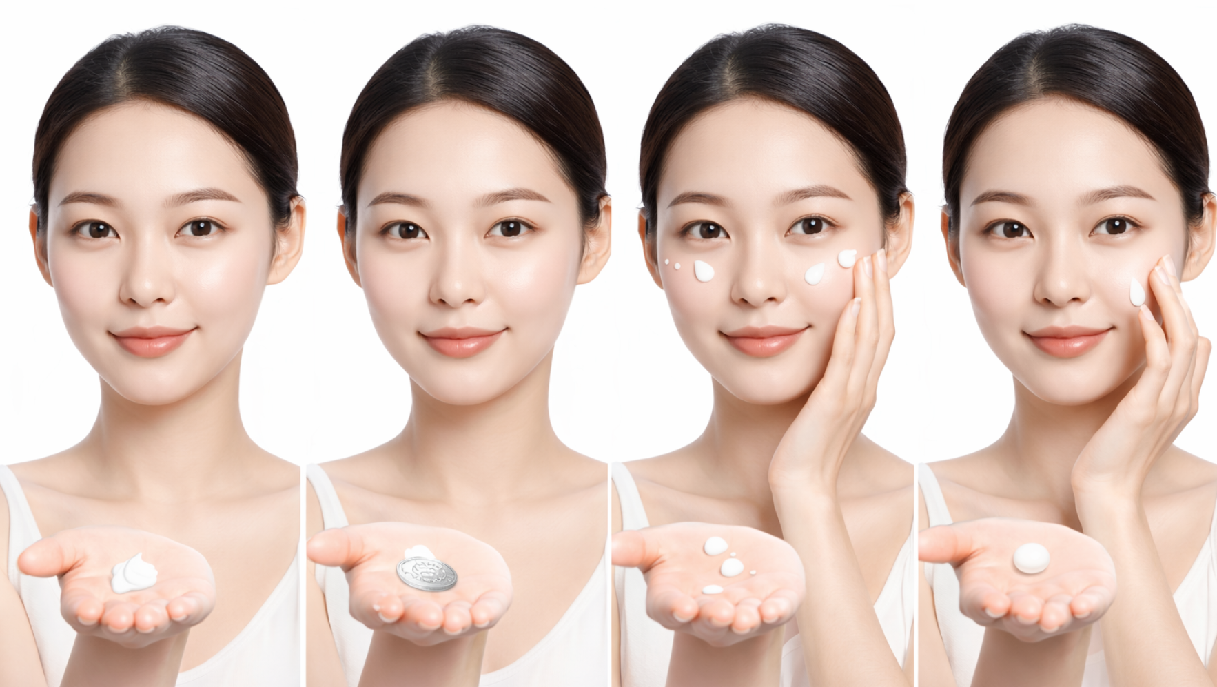 화장품을 단계별로 바르는 여성
