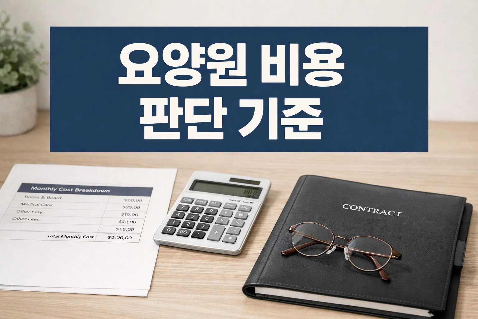 요양원 비용 구조와 본인부담금 식비 비급여 항목을 기준으로 월 입소 비용 판단 방법을 설명한 이미지