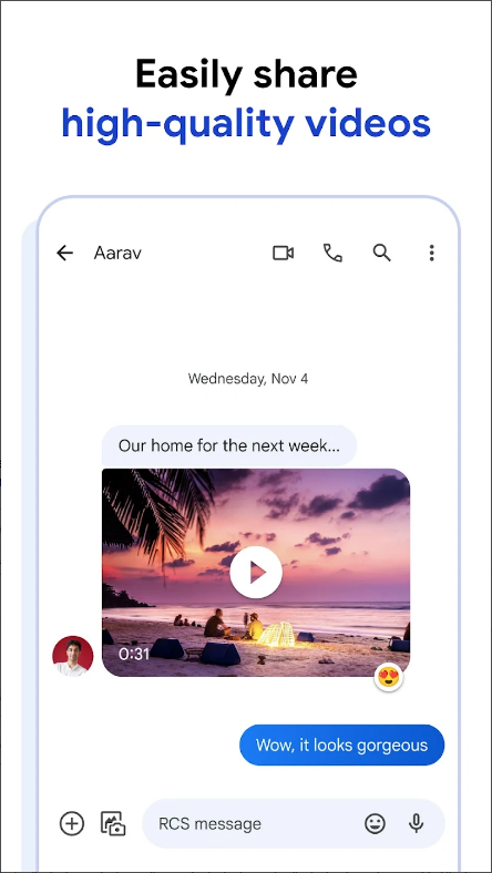 메시지, 문자 메시지 전송(SMS, MMS), 채팅(RCS) 어플