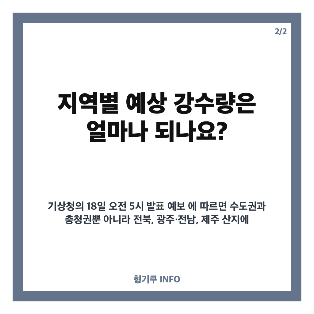 전국 최대 80㎜ 비, 수도권&middot;충청 예상 강수량과 돌풍 주의사항 카드뉴스 3