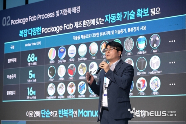 김희열 삼성전자 TP기술혁신팀장 상무가 '스마트 패키징 팹리스 및 IOC'를 주제로 발표하고 있다.