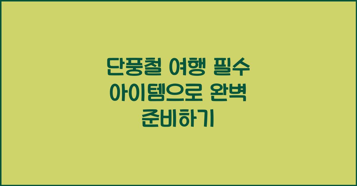 단풍철 여행 필수 아이템