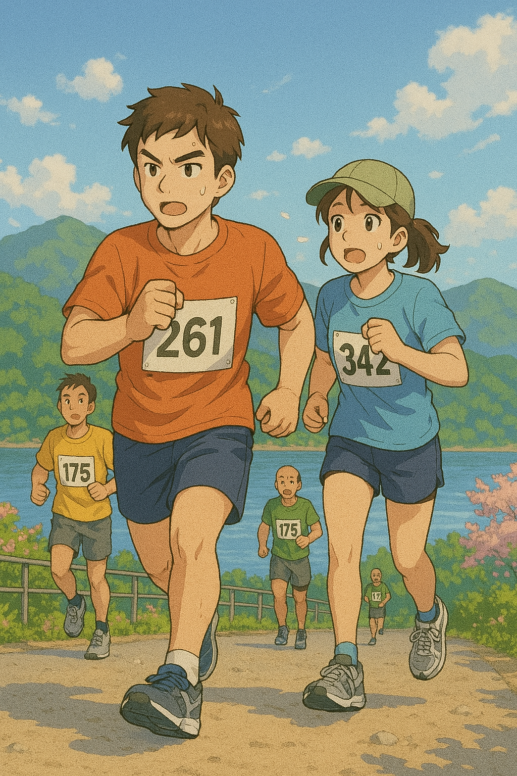 마라톤에 참여한 커플의 모습