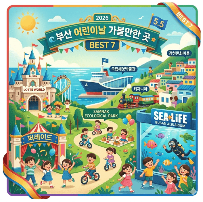 부산 어린이날 가볼만한 곳 2026 BEST 7 (롯데월드·아쿠아리움·삼락공원 무료 꿀팁)
