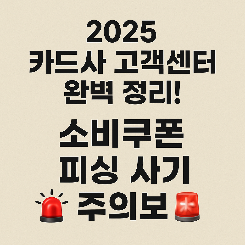 2025 카드사 고객센터 완벽 정리! 소비쿠폰 피싱 사기 주의보🚨